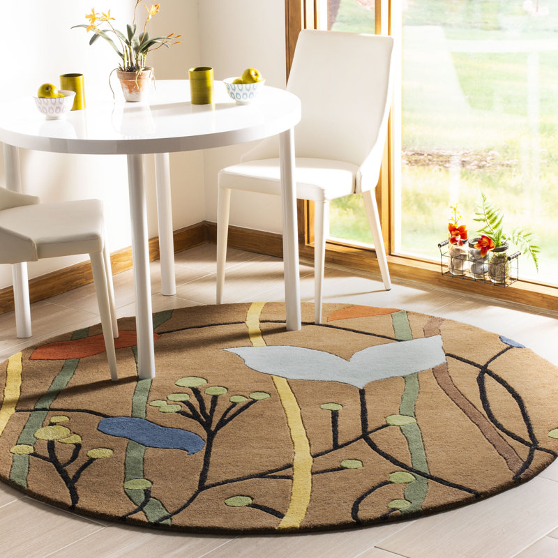 Candelo Hand Tufted Wool And Viscose Floral Rug, Round 6'