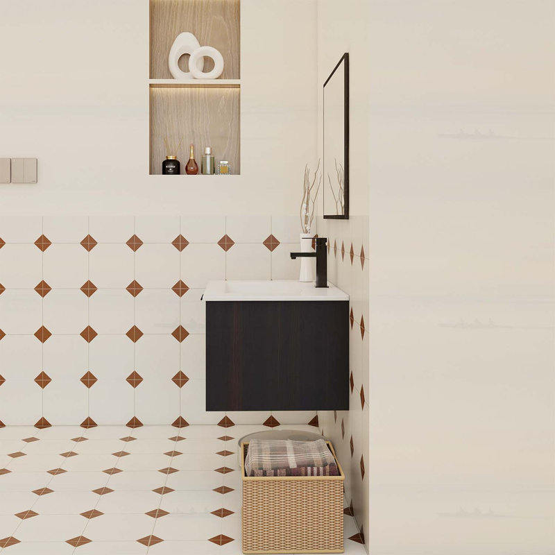 Wall-Mounted Bathroom Vanity with Ceramic Sink