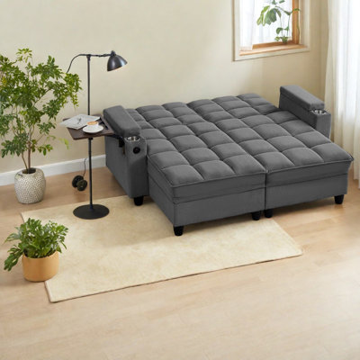 Sofas With Storage, Adjustable Wood Frame Modern Sleeper For Home