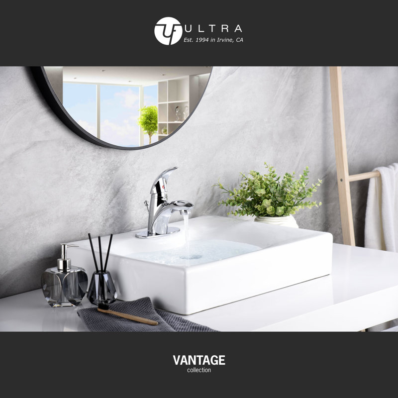 Nita Vantage Single-Handle Deck-Mount Lavatory Bathroom Sink Faucet with Drain Assembly - Chrome Polished, Chrome Polished