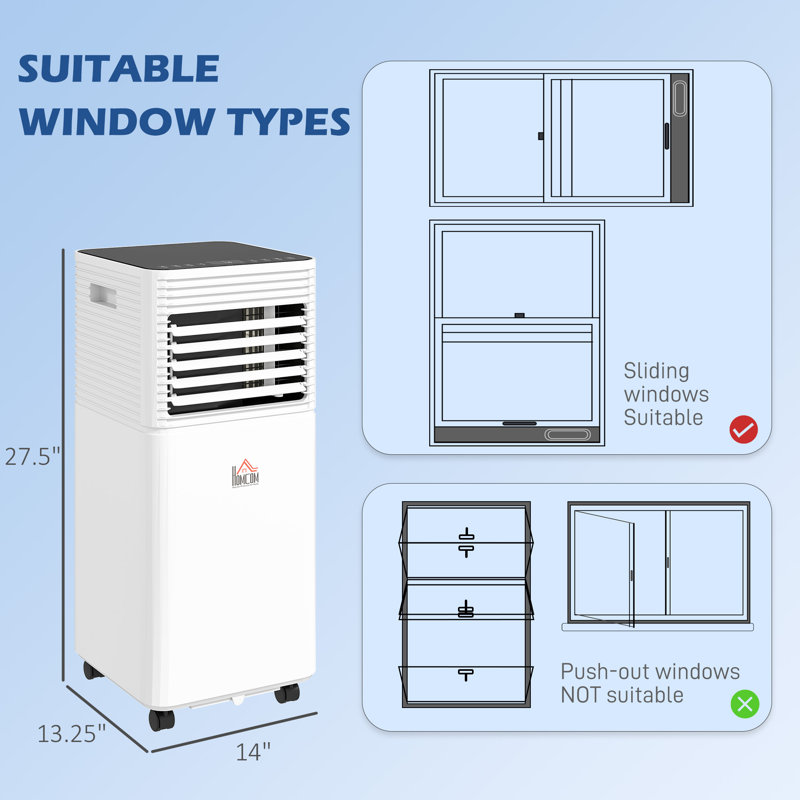 10000 BTU Mobile Portable Air Conditioner For Rooms Up To 441 Sq.Ft., 3-In-1 AC Unit With Dehumidifier, Cooling Fan, Remote, 24H Timer, LED Display, Window Installation Kit, Black And White