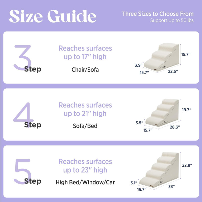 Rampe d'escalier pour chien et chat Lesure, Beige, Moyen (H 19,7 po x l 15,7 po x P 28,3 po)