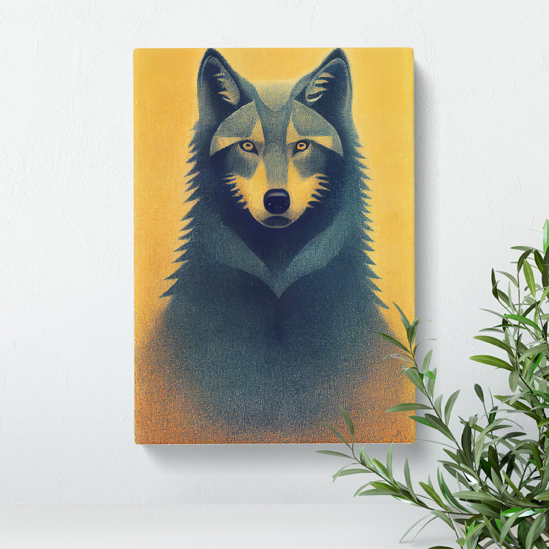 Retro Wolf Art - Wrapped Canvas, 50cm H x 35cm W x 3cm D
