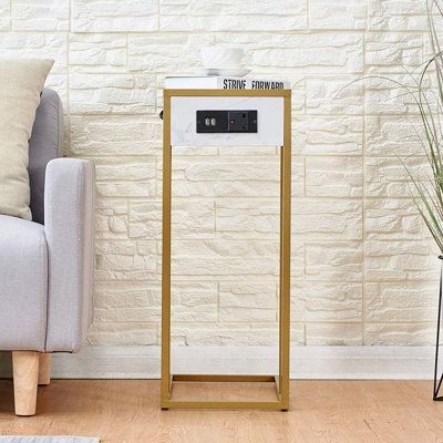 Delarosa Frame End Table with Built-In Outlets
