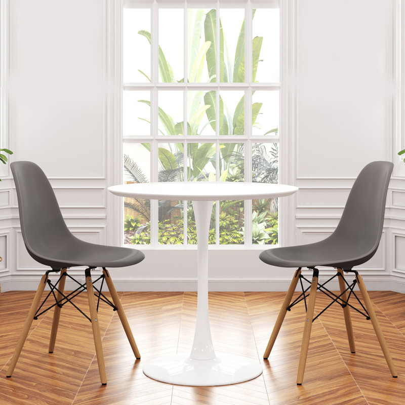 Table de salle à manger Modholic Tulip, Gris, H 29,75 po x l 35,5 po x P 35,5 po