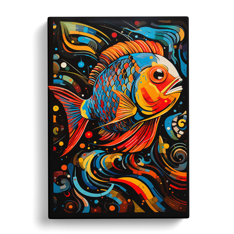 Fish Abstract Art - Wrapped Canvas