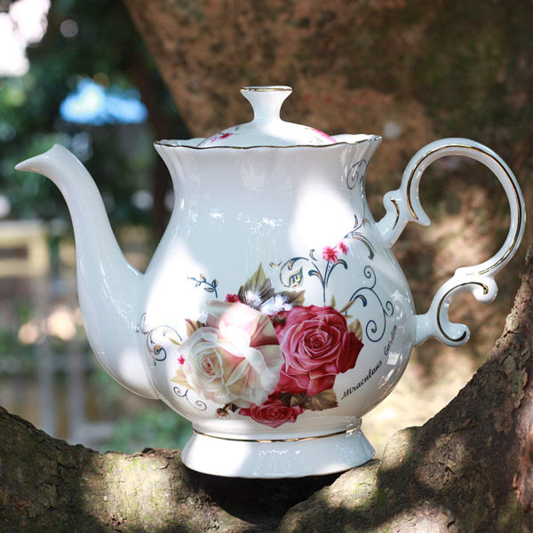 Canora Grey Small 2 Liter Ceramic Porcelain Teapot Tea Kettle with Floral  Design, 1.5 Lbs Not for Stove Top