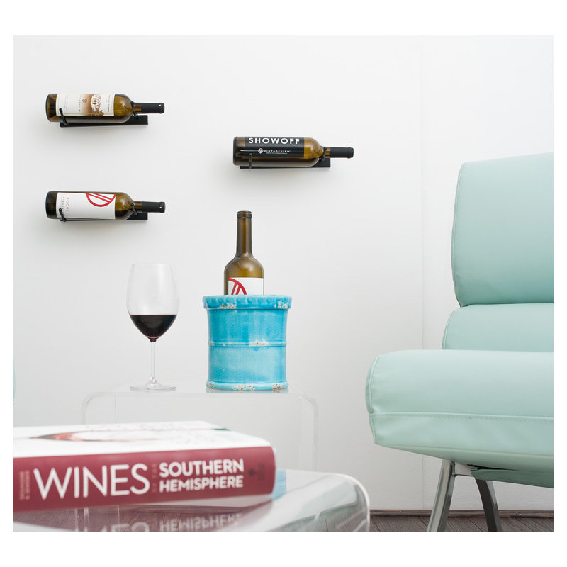 Wall Mounted Single Wine Bottle Rack in Matte Black