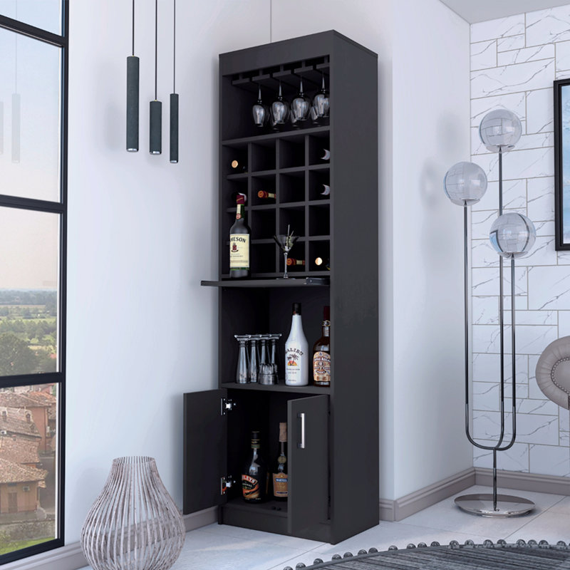 16-Bottle 1-Shelf Bar Cabinet