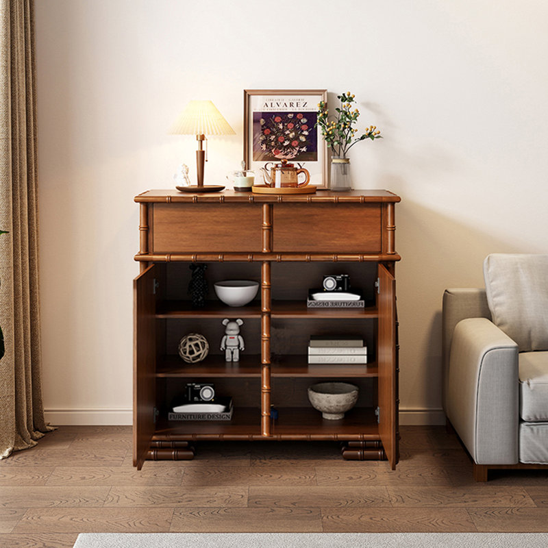 Armoire décorative à pousser pour ouvrir les portes, H 43,31 po x l 39,37 po x P 14,96 po, Brun