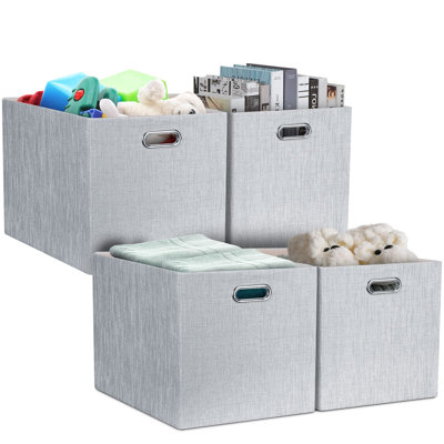13 x 15 x 13 po, bacs de rangement pliables, boîtes de rangement pliables en tissu, organisateur de paniers de rangement décoratifs, ensemble de 4 - gris