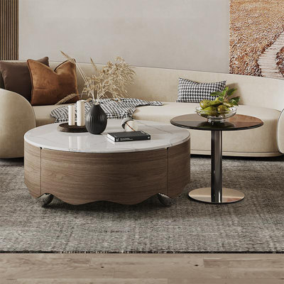 Table basse italienne ronde en pierre micro-cristalline