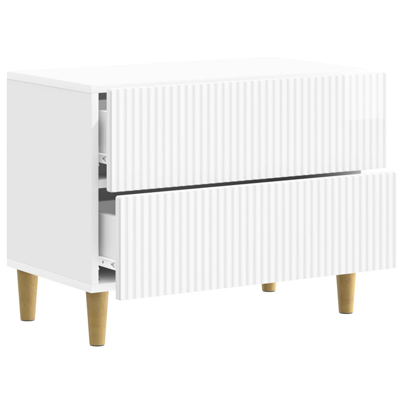 62cm W Manufactured Wood Bedside Table, High Gloss White