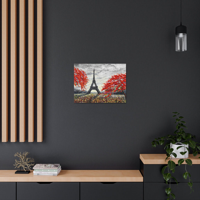 Eiffel Tower Red Tree Paris France Canvas Artwork Breathtaking French City