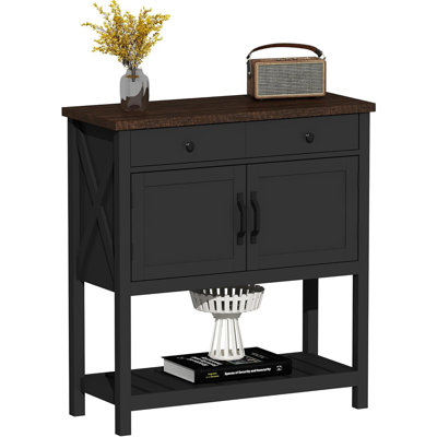 Farmhouse Narrow Console Table & Coffee Bar Cabinet, Black