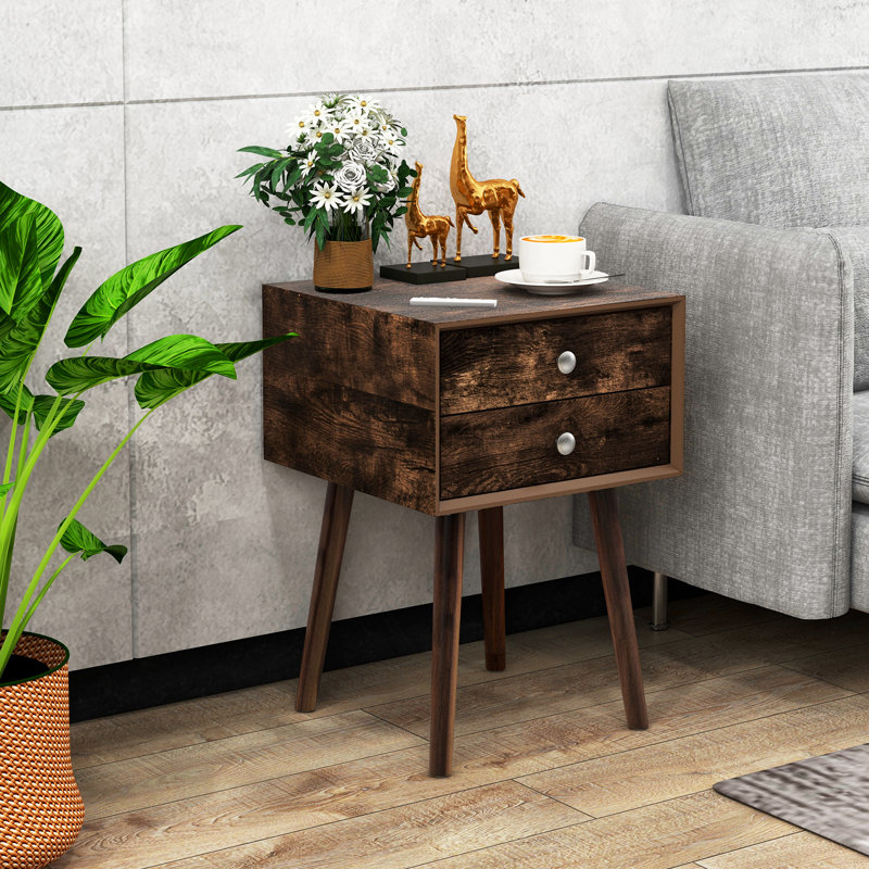 Islandia 40 cm W Bedside Table, Brown