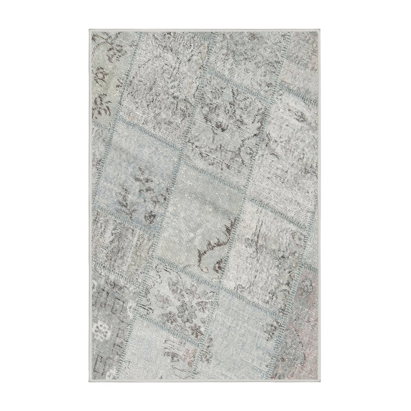 Tapis contemporain beige / gris, Rectangle 2 pi x 5 pi