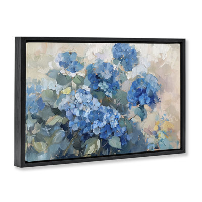  Blue Hydrangeas Impression Floater Canvas by LSR Design Studio