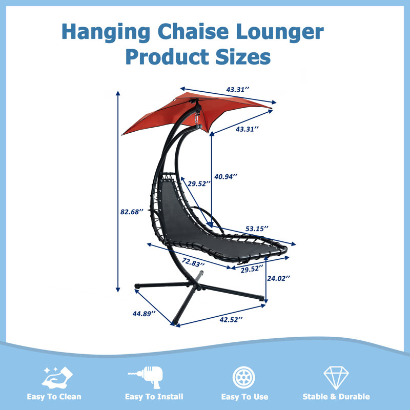 Chaise longue suspendue 1 personne Josian, Rouge