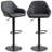 HOMCOM Adjustable Bar Stools, Swivel Counter Height Barstools with Footrest and Back, PU Leather and Steel Round Base, for Kitchen Counter and Dining Room, Set of 2, Black