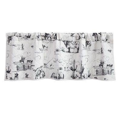 Ranch Life White/Black Western Rustic Farmhouse 18x56 inch 1 Piece Quilted Valance