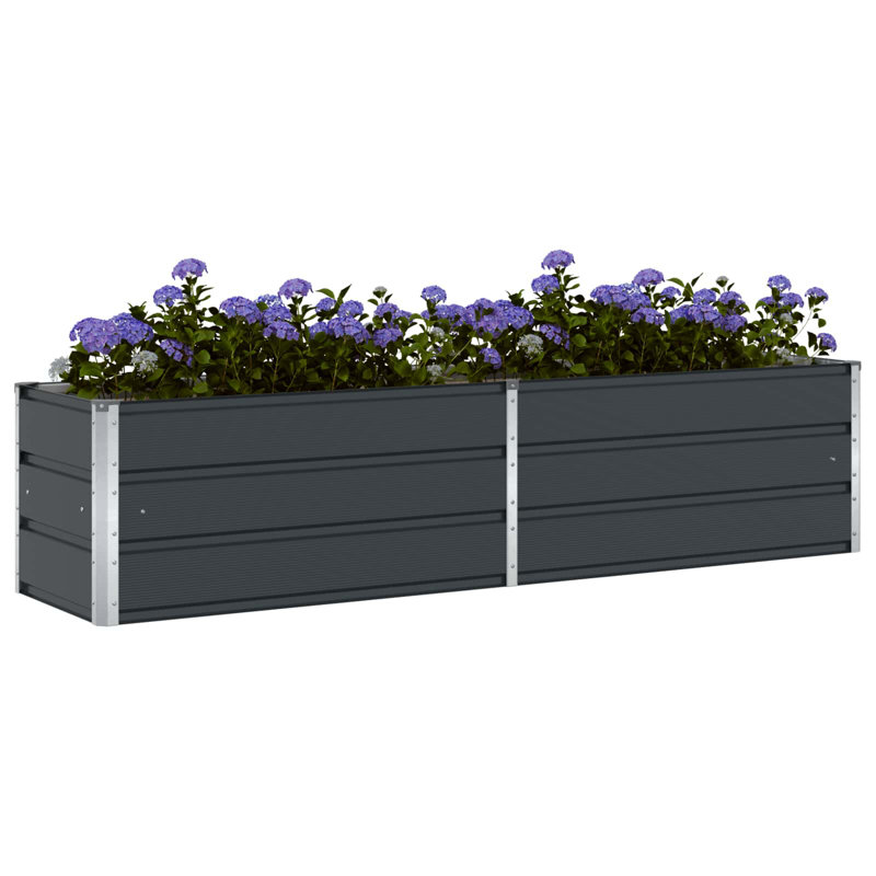 Planter Galvanised Steel, Anthracite, 45cm H x 195cm W x 50cm D