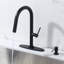 Gooseneck High Arc Single Handle Pull Down Kitchen Faucet With 2 Modes Sprayer And Soap Dispenser In Brushed Gold-117442758