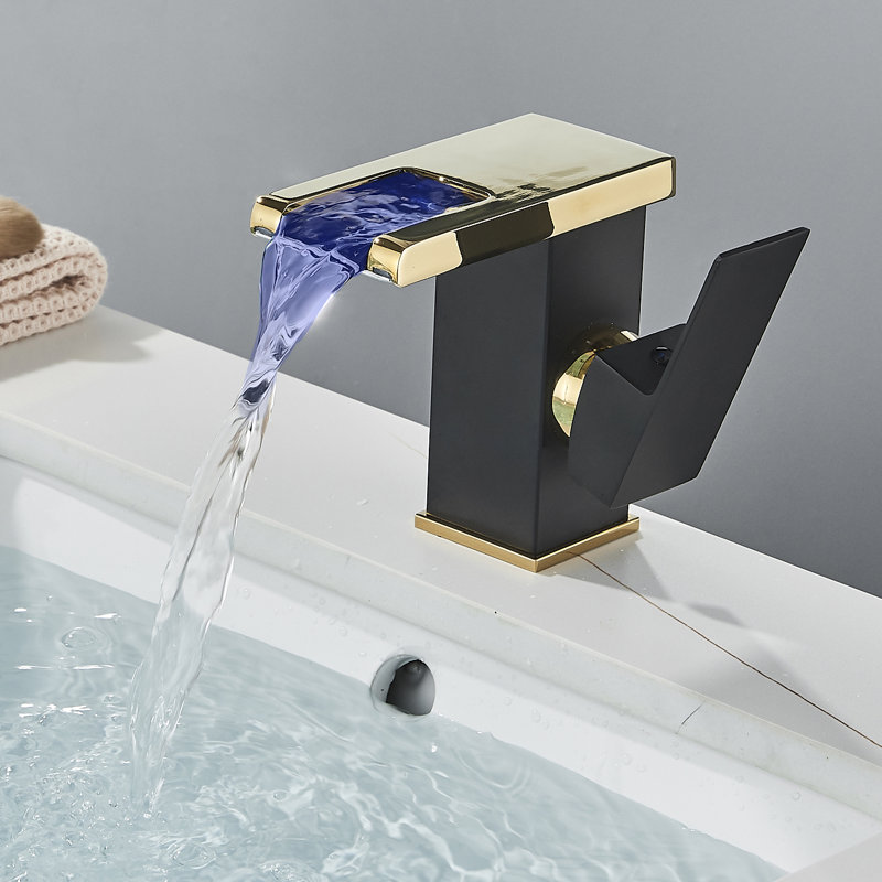 Single-Hole Single-handle Bathroom Faucet, Black/Gold