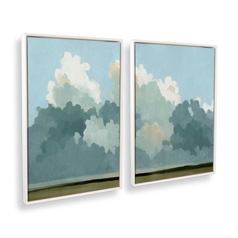 Ensemble de 2 Tranquil Overgrowth, Cadre flottant blanc opaque, H 19 po x l 26 po