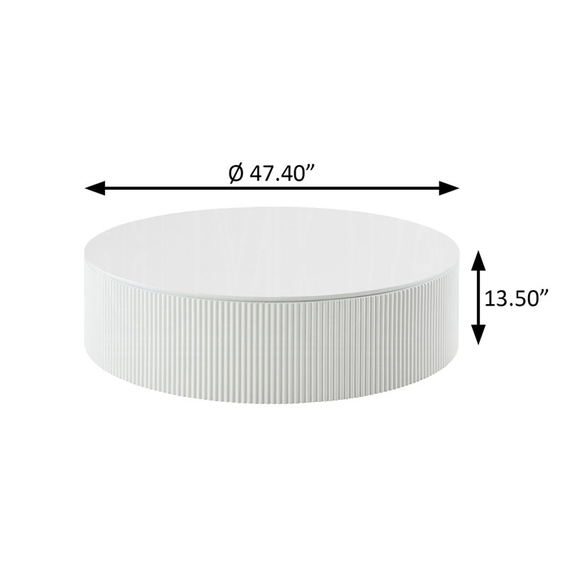TABLE BASSE 47,4 po BLANC ÉLEVÉ