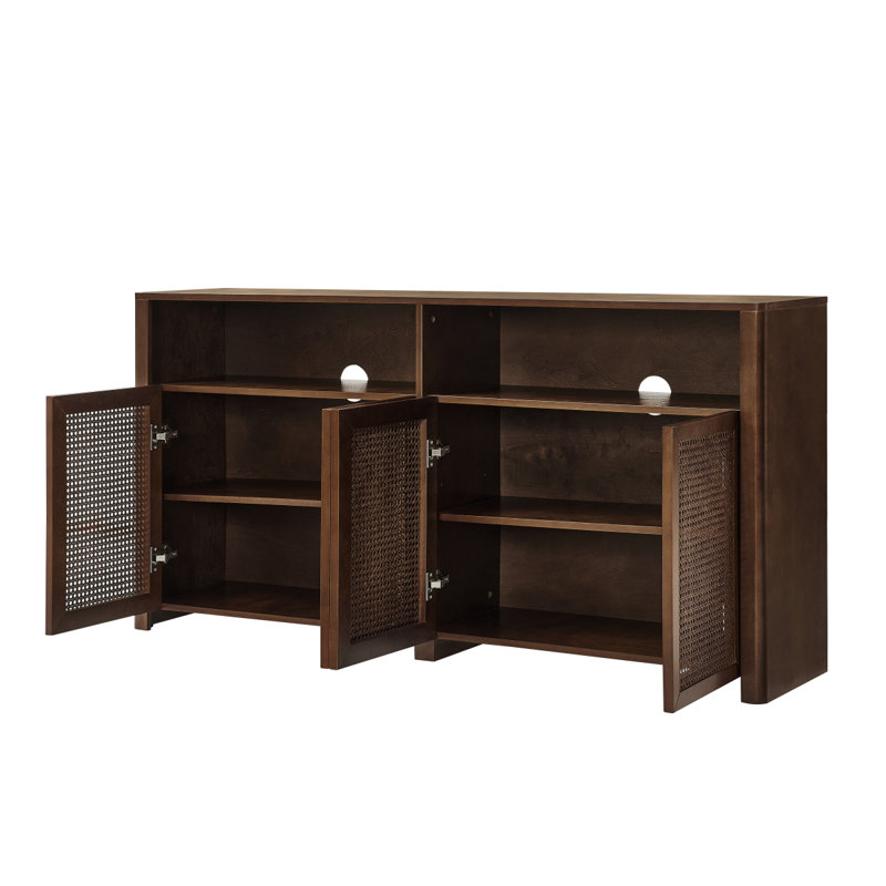 Buffet 63 po Mid-Century Modern Rattan Buffet Buffet, Noyer