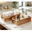 Plateau de salle de bain en bois d'acacia naturel avec poignées pour articles de toilette et accessoires, 16,5 x 6 x 3,8 po
