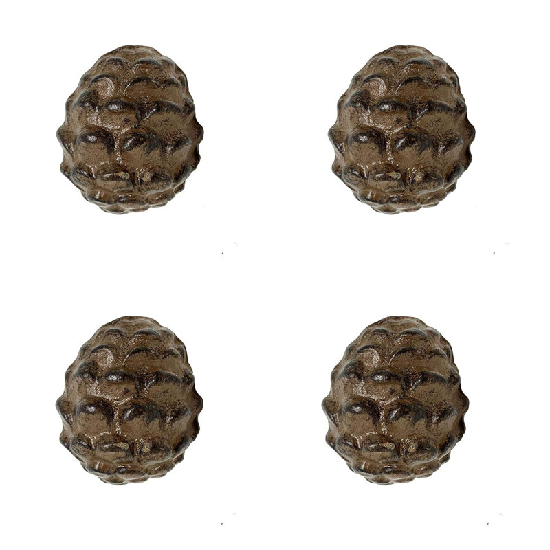 Cast Iron Rustic Brown Pine Cone Cabinet Knob Pull Set of 4