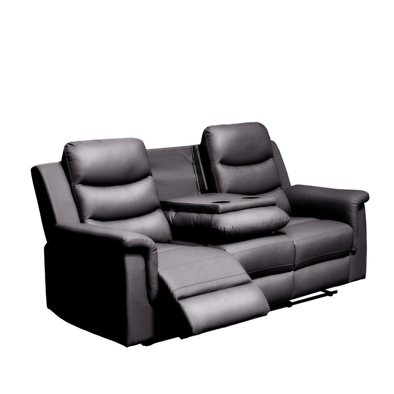 Housse inclinable extensible, fauteuil inclinable noir à 5 places avec console centrale et porte-gobelets, stable pour des housses de repos confortables, conception à deux niveaux orientée confort