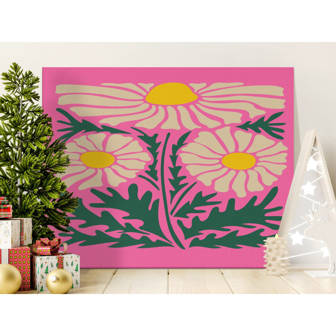 Daisy Flower Canvas Wall Art, Pink Floral Print, Gallery Wrapped, Ready to Hang, Modern Home Decor, Statement Piece, Archival Quality