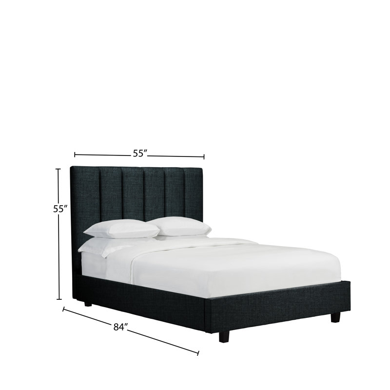 Lit plateforme revêtu Josephs, Double, Lin - denim