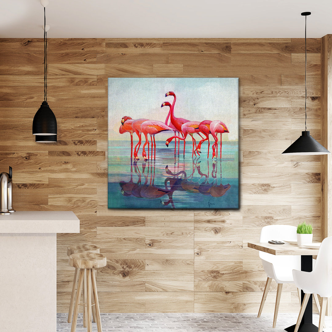 Leinwandbild Pink Flamingos