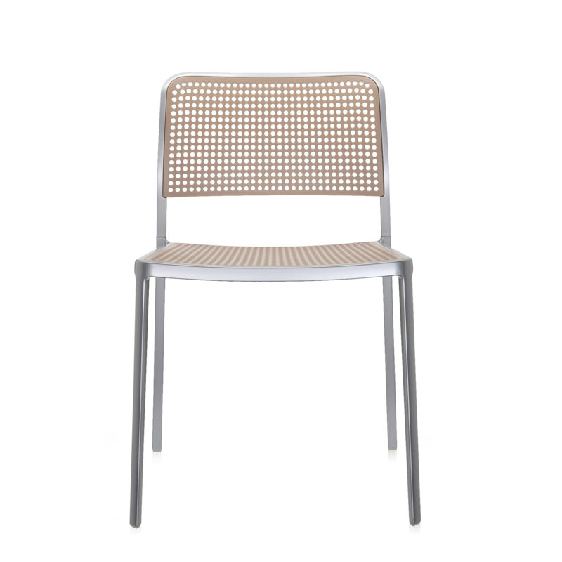 Audrey Dining Chair, Sand, White Painted Steel