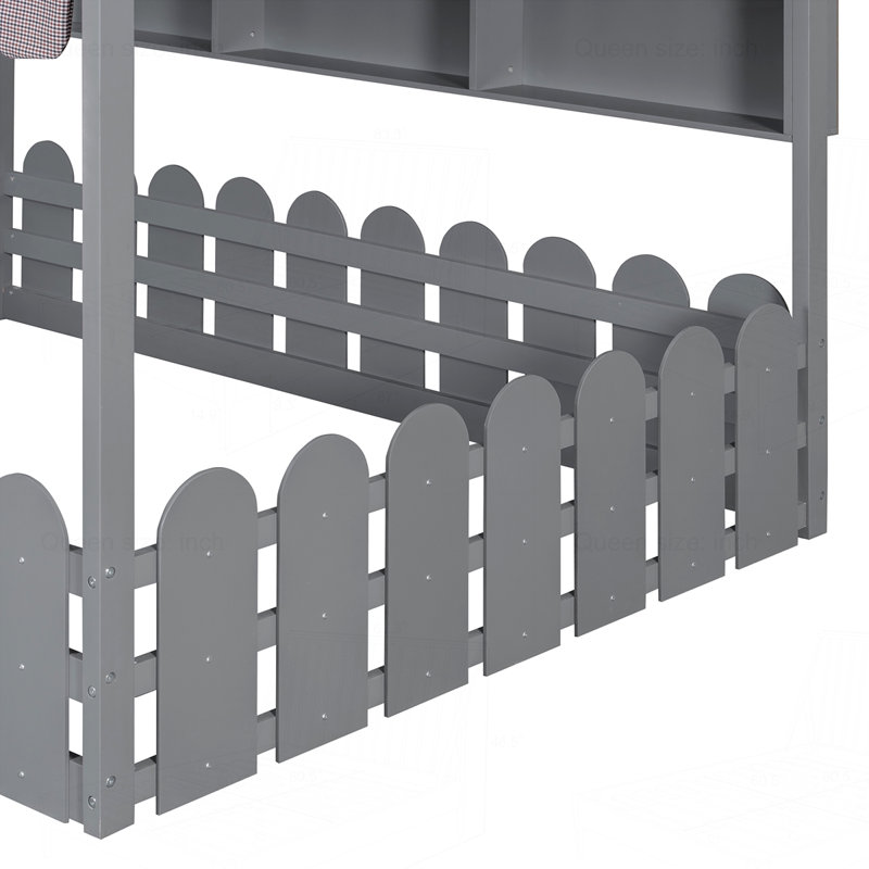 Lit sur pied Montessori House, Gris