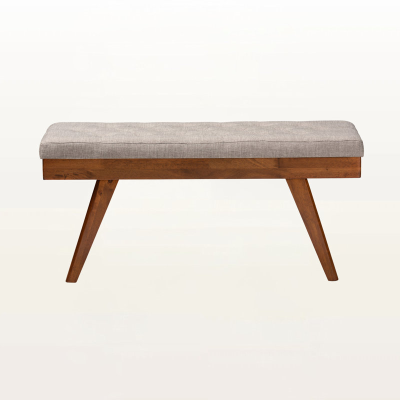 Corsham Bench in Light Grey Fabric Upholstered and Walnut Brown Finish, 17.3'' H X 15'' D X 40.9'' W, Light Gray