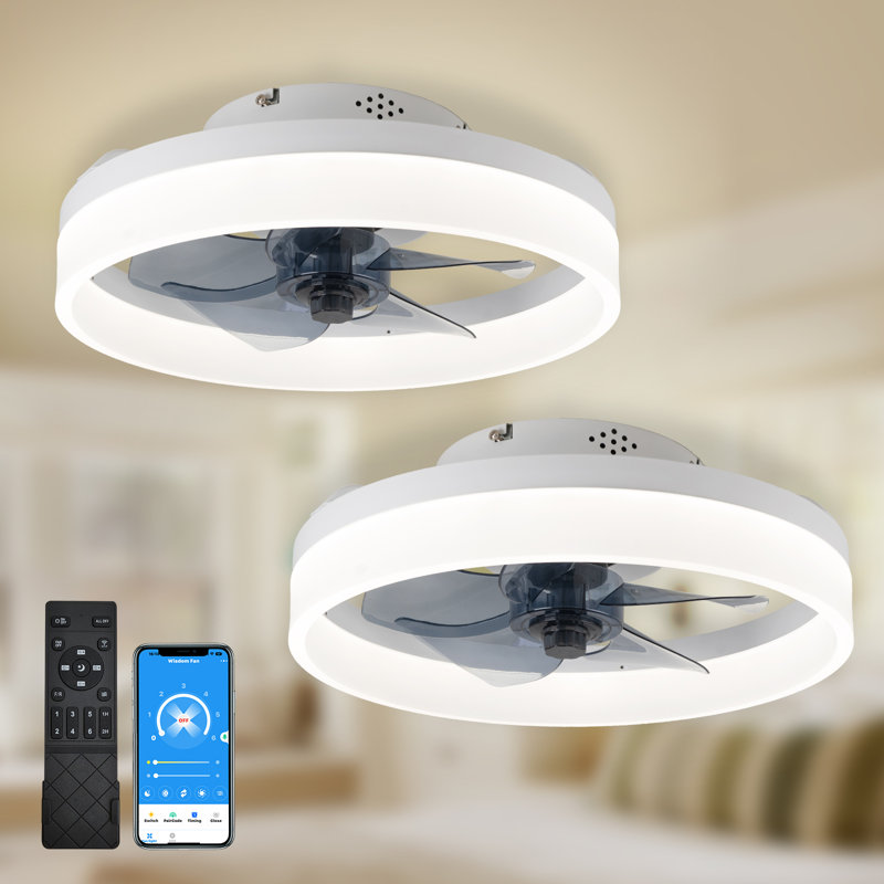 15.7 In Indoor Bedroom Flush Mount Ceiling Fan With Light