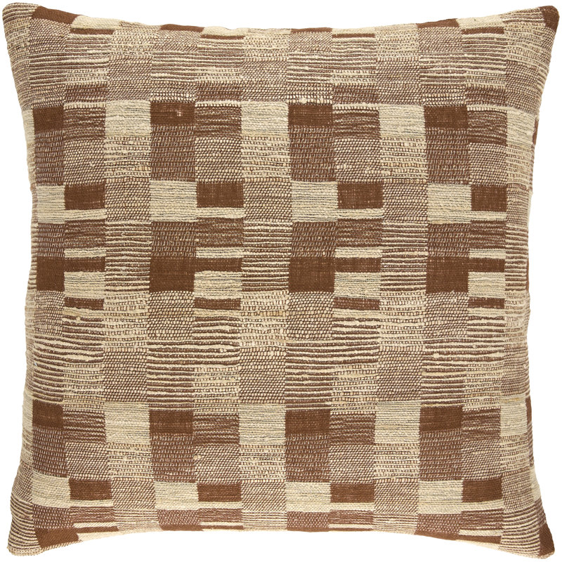 Coussin décoratif Marais, Brown/Cream/Ivory, Carré 22 po, Duck Down