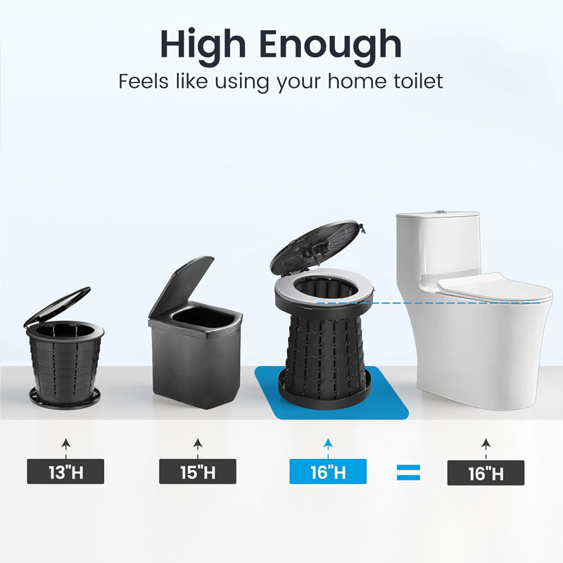 Toilette portative rétractable améliorée avec coussin en polyuréthane doux, pot de voyage à verrouillage rapide en 7 étapes pour les enfants adultes, commode d'urgence extérieure avec voyage en voiture avec sac de transport