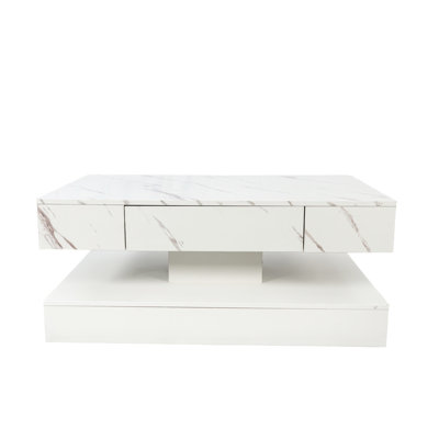 Led Coffee Table For Living Room 16.94in - Modern, White, Spacious Storage Facility Modern High For Space, Large