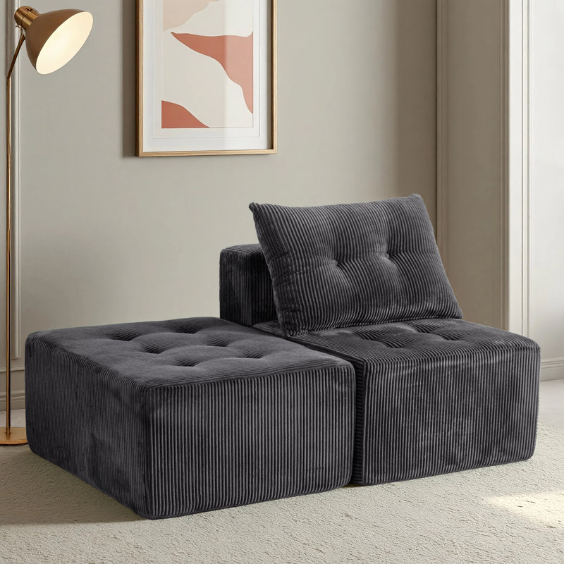 Corduroy Bean Bag Sofa Chair Boneless Cloud Couch Lounge Modular Sectional Chaise Lounge, Gray