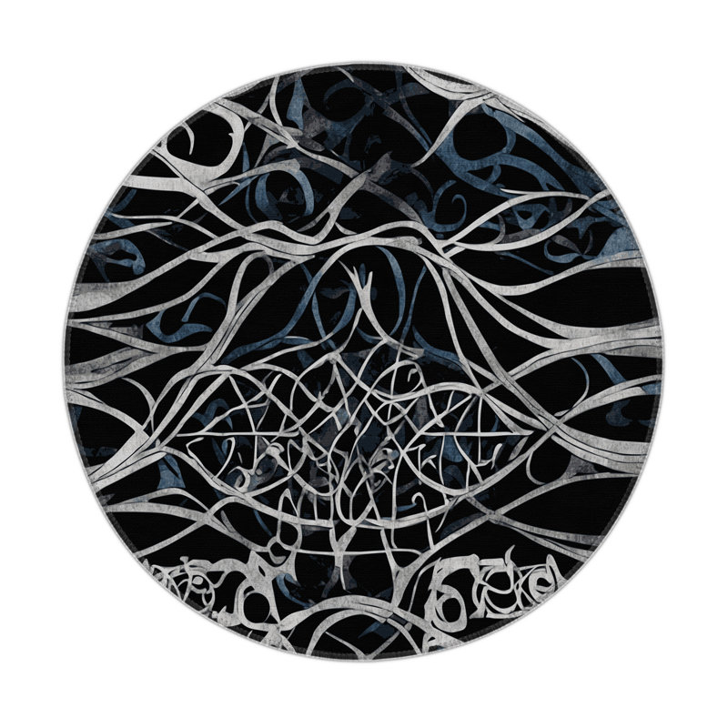 Midnight Blossom Indoor And Outdoor Area Rug, Round 5'