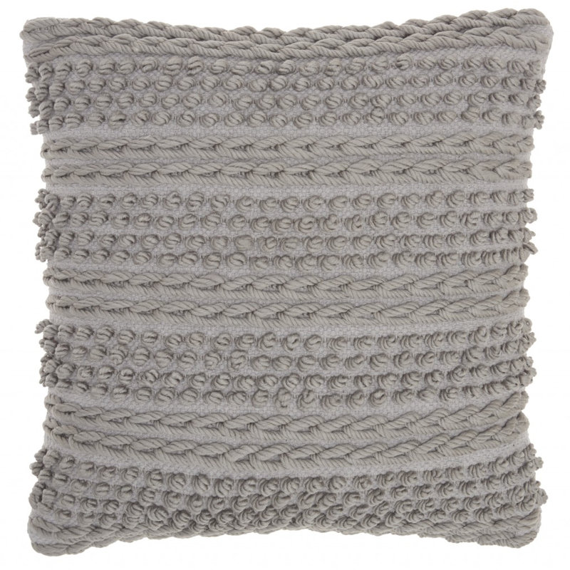 Anastasia Square Pillow Cover and Insert, Light Gray