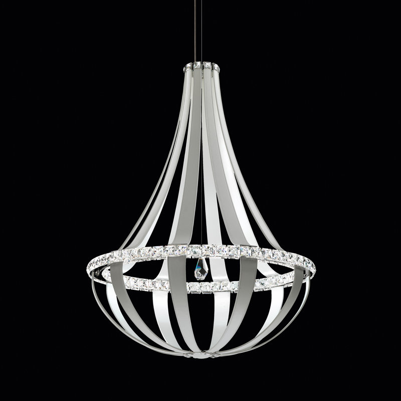 Crystal Empire LED 12 Light 20.5in x 27in Chandelier in White Pass with Clear Radiance Crystals, 129" H x 33.5" W x 33.5" D