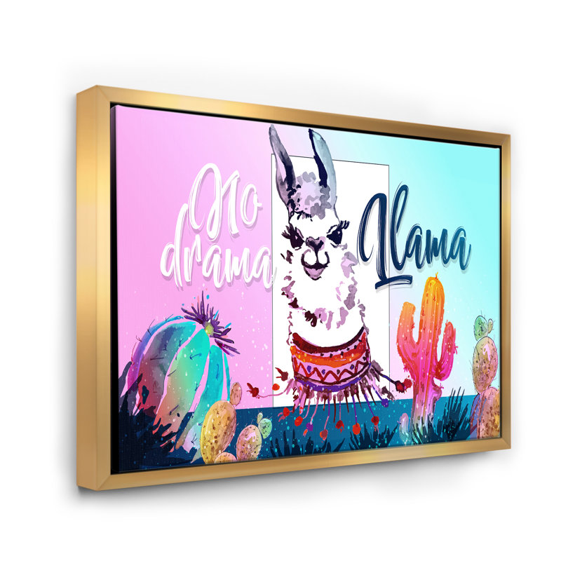 No Drama Llama - Photographie sur toile, Toile encadrée d'or, H 24 po x l 32 po x P 1 po