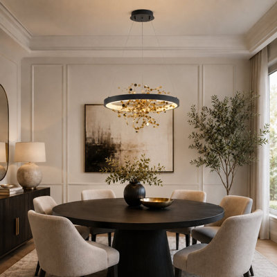 LED Round Halo Chandelier With Confetti